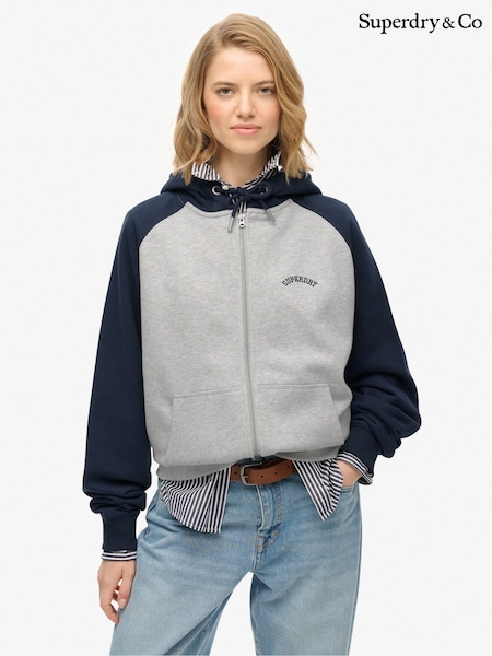 Superdry Grey Essential Logo Raglan Zip Hoodie (Y98547) | £50