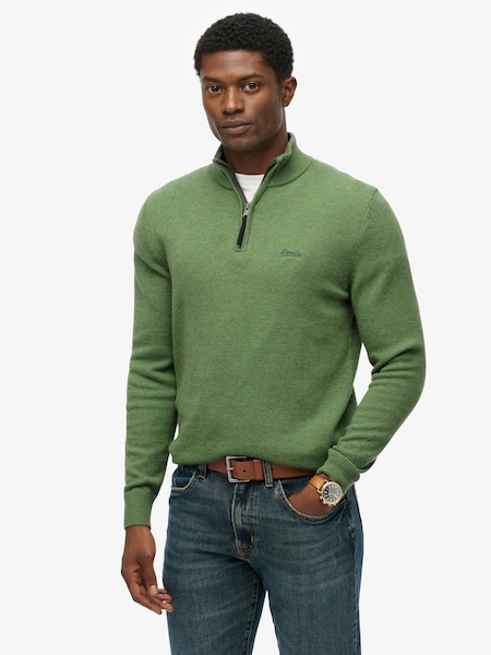 Superdry Green Wool Blend Half Zip Jumper (Y98708) | £50