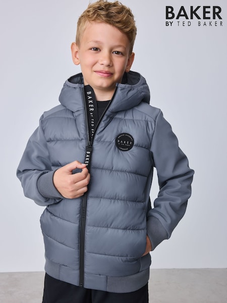 Grey - Baker By Ted Baker Shower Resistant Neoprene Padded Jacket