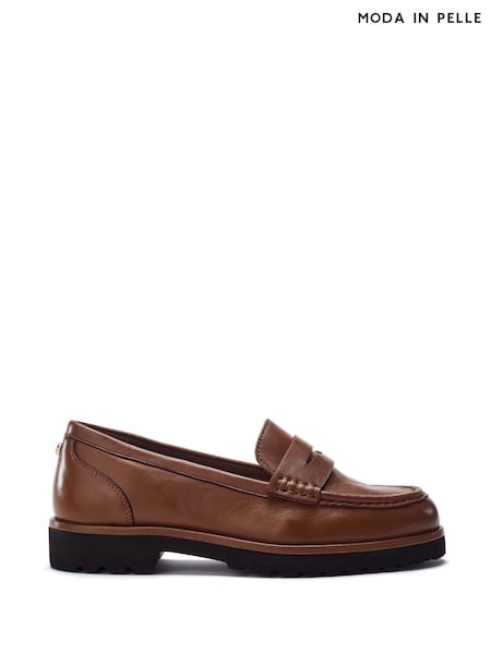 Moda in Pelle Brown Leather Tassel Loafers (Y98826) | £79