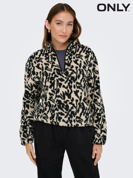 ONLY Black Printed Half Zip Fleece Jacket (Y98943) | £35