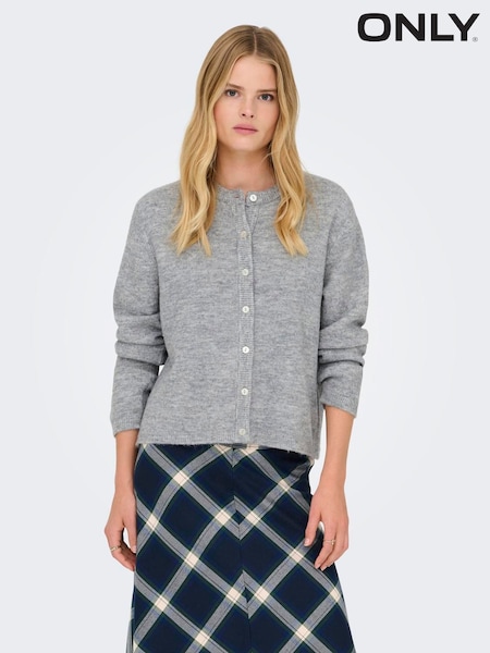 ONLY Grey Round Neck Button Through Cardigan (Y98947) | £26