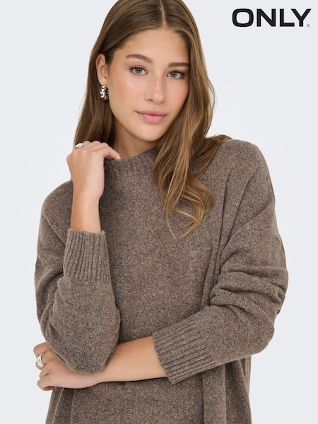 ONLY Brown Knitted High Neck Jumper (Y98950) | £28