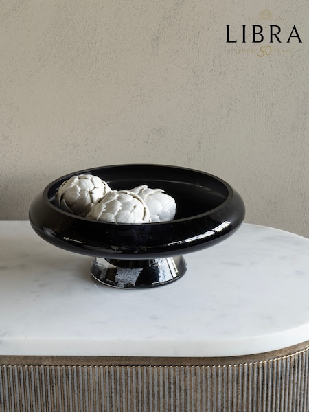 Libra Interiors Black Monthly Promo Noir Glass Bowl 26cm (Y98989) | £40