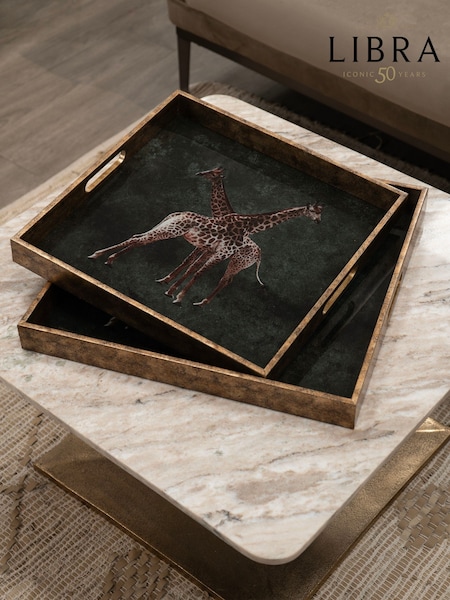 Libra Interiors Green Giraffe Decorative Set of 2 Nesting Trays (Y98990) | £95