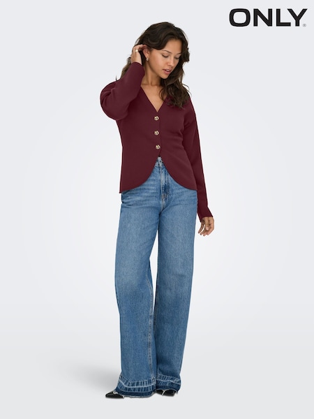 ONLY Brown Fitted Jewel Button Cardigan (Y99036) | £35