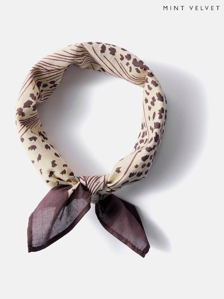 Mint Velvet Cream Floral Print Cotton Square Neck Scarf (Y99182) | £29