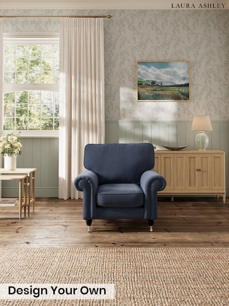 Lundar Chenille/Navy Blue - Kingston By Laura Ashley