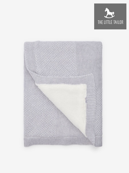 The Little Tailor Grey Baby Knitted Lined Shawl Blanket (100291) | $72