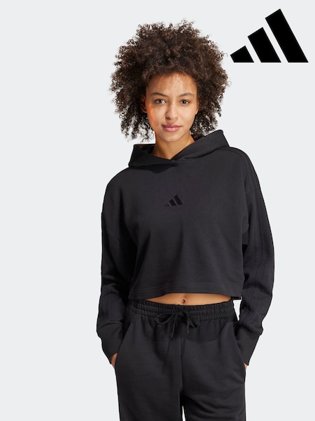 adidas Black ALL SZN Crop 100% Cotton Hoodie (100321) | 111 QAR