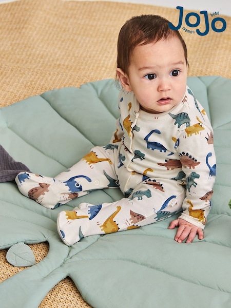 JoJo Maman Bébé Cream Dinosaur Print Cotton Baby Sleepsuit (100431) | € 32