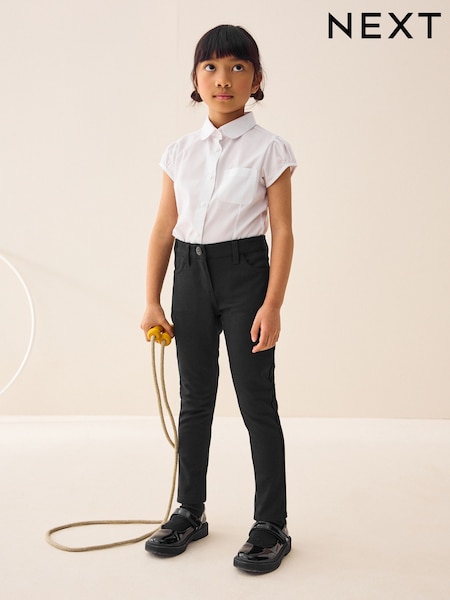 Dark Black Regular Length Jersey Stretch Skinny School Trousers (3-18yrs) (101342) | €14 - €22.50