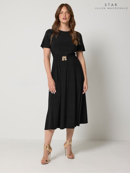 Black - Star By Julien Macdonald Fit & Flare Metal Trim Dress