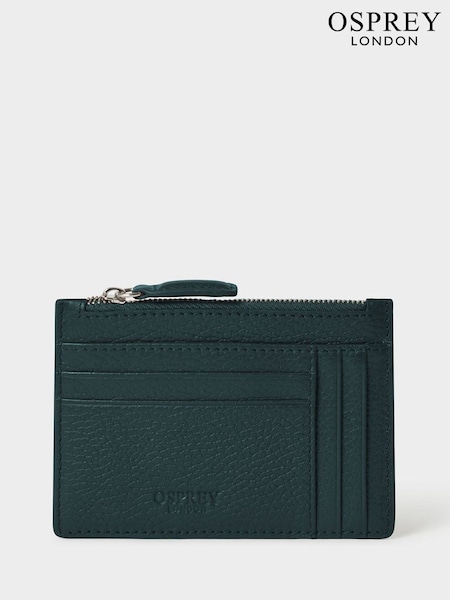 Green - Regular Osprey London The Jacob Leather Zip Card Holder