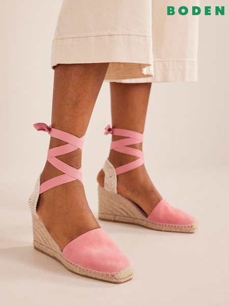 Boden Pink Square Toe Espadrille Wedges (101953) | €26