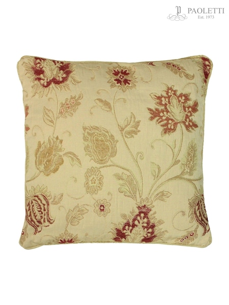 Riva Paoletti Champagne Cream Zurich Floral Jacquard Feather Cushion (102039) | €39