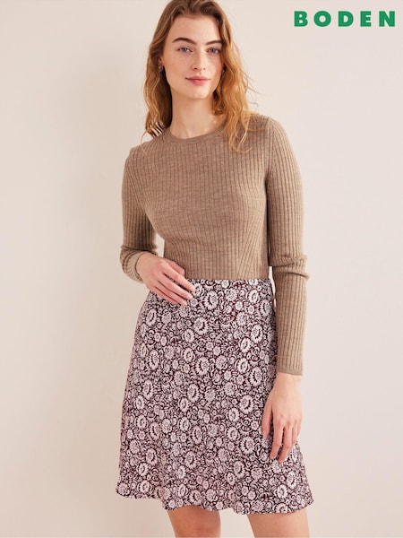 Boden Red Bias Crepe Mini Skirt (102229) | €28