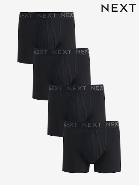 Black 4 pack A-Front Cotton Rich Boxers (102267) | $35