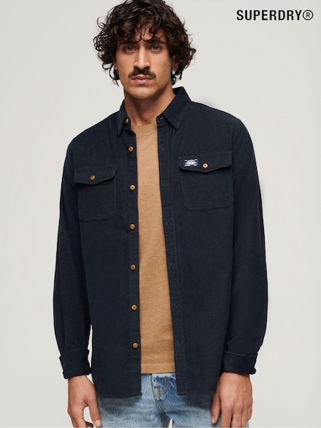 Albastru - Cămașă Superdry Trailsman Corduroy 100% bumbac (102448) | 210 LEI