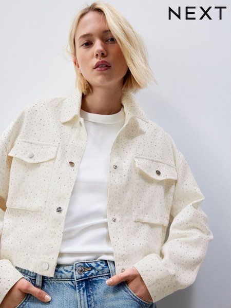 White 100% Cotton Western Rhinestone Jacket (103358) | €28
