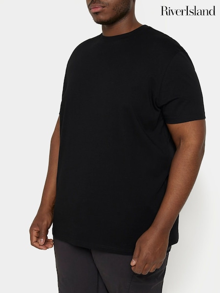 River Island Black 100% Cotton Big & Tall Slim Fit T-Shirt (103385) | € 16