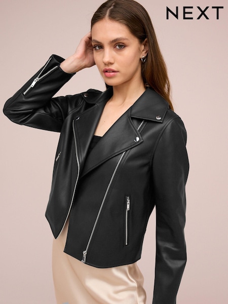 Black Faux Leather Biker Jacket (103395) | €67