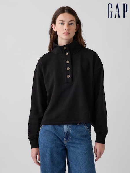Black - Gap Vintage Soft Oversized Henley Pullover