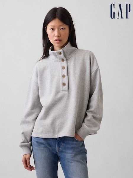 Grey - Gap Vintage Soft Oversized Henley Pullover