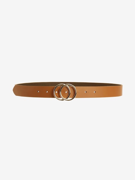 Tan Brown Leather Circle Buckle Jeans Belt (103581) | €9