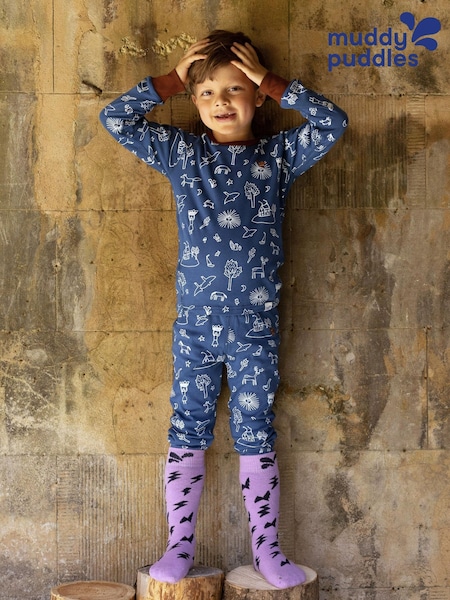 Blue - Muddy Puddles Thermal Baselayer Leggings