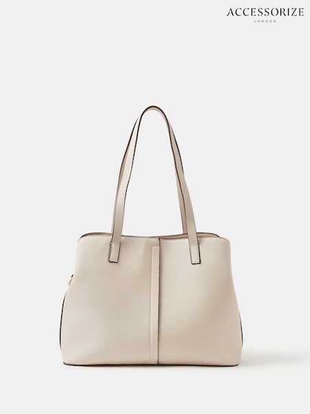 Crème - Sac cabas à bandoulière en toile Accessorize