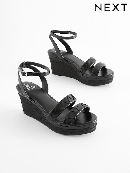 Black Standard/Wide Fit Forever Comfort® Double Strap Wedges (103816) | AED49