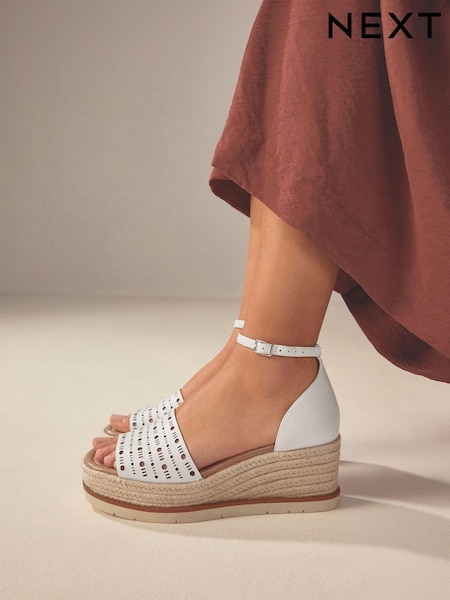 White Forever Comfort® Lasercut Espadrilles Wedges (103848) | € 16