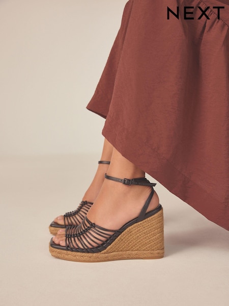 Black Forever Comfort® Square Toe Espadrille Wedges (103853) | €12