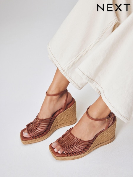 Tan Brown Forever Comfort® Square Toe Espadrille Wedges (103867) | €21