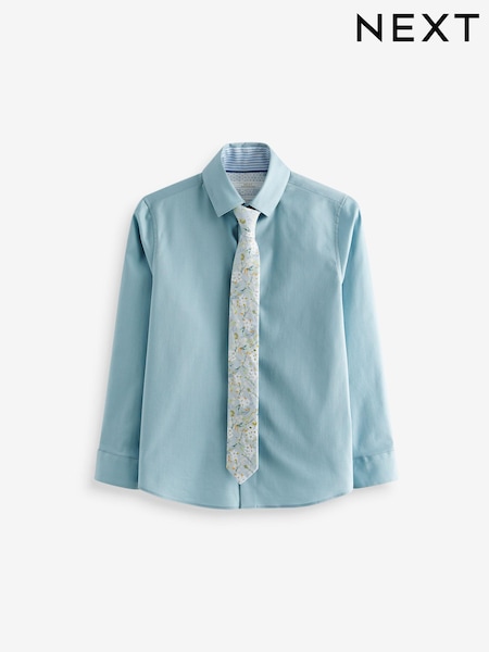 Mineral Long Sleeve 100% Cotton Shirt with Tie Set (3-16yrs) (103964) | 62 QAR - 79 QAR