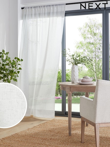 Linen Look Slot Top Voile Unlined Sheer Panel Curtain (103991) | ‏92‏₪ - ‏184‏ ₪