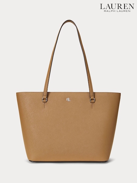 Cămilă - Lauren Ralph Lauren Karly Crosshatch Leather Sacoșă Geantă (104253) | 1,040 LEI