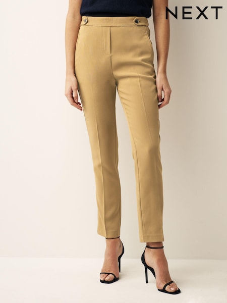 Kamelbraun - Tailored Elastic Back Straight Leg Trousers (104747) | 7 €