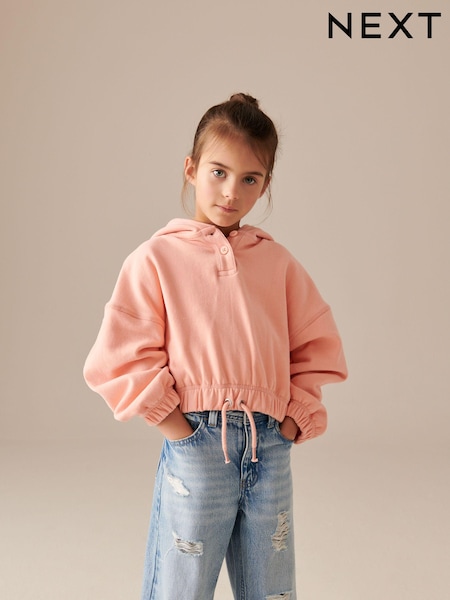 Peach Pink Cropped Hoodie (3-16yrs) (104972) | AED46 - AED63