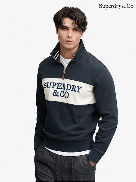 Black - Regular Superdry Company Logo Half Zip Sweatshirt