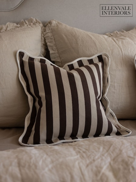 Ellenvale Interiors Striped Scalloped Edge Cushion Cover