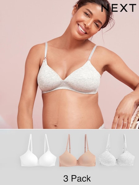 Grau meliert/Pink/Weiß - Nursing Light Pad Non Wire Bras 3 Pack (105271) | 15 €