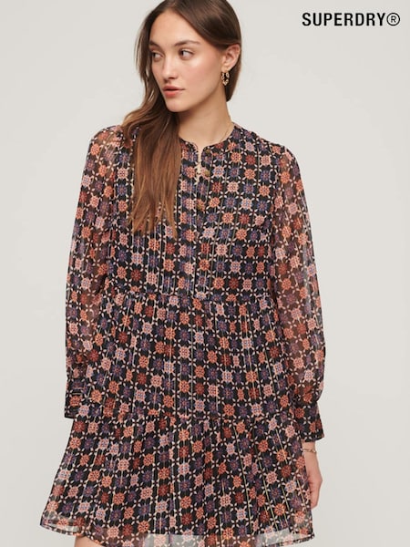 Superdry Multi Long Sleeve Tiered Mini Dress (105405) | €14