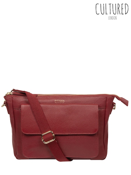 Red - Cultured London 'orly' Leather Cross Body Bag