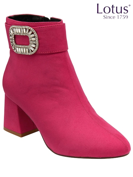Lotus Pink Microfibre Block Heel Ankle Boots (105734) | €51