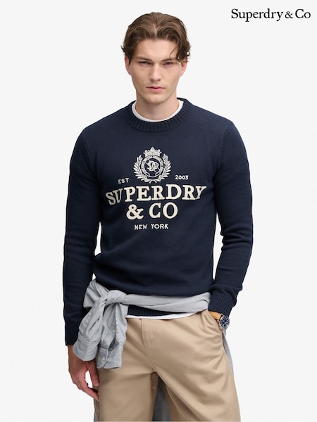 Blue - Regular Superdry Applique Graphic Jumper