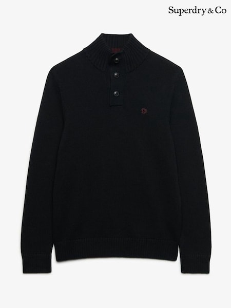 Qara - Regular Superdry Cotton Button Henley Jumper