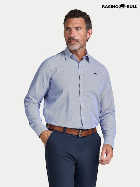 أزرق - Regular Raging Bull Long Sleeve Cadet Stripe Shirt