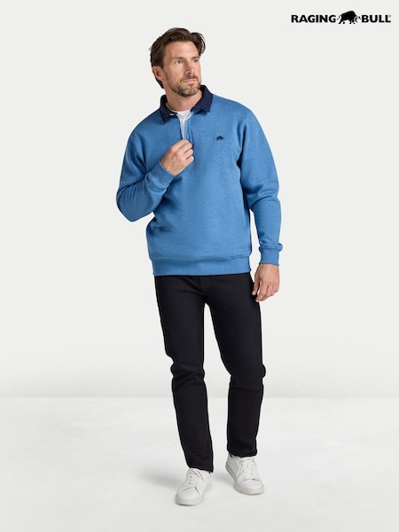 Синий - Regular Raging Bull Rugby Collar Sweat Top
